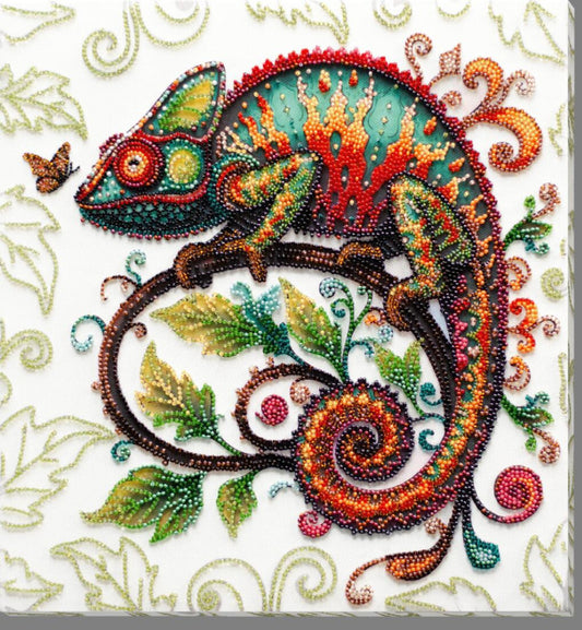 Bead Embroidery Kit Chameleon DIY Abris Art