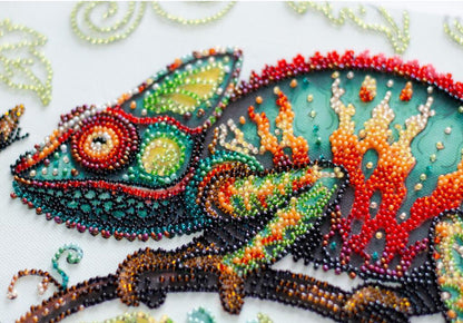 Bead Embroidery Kit Chameleon DIY Abris Art