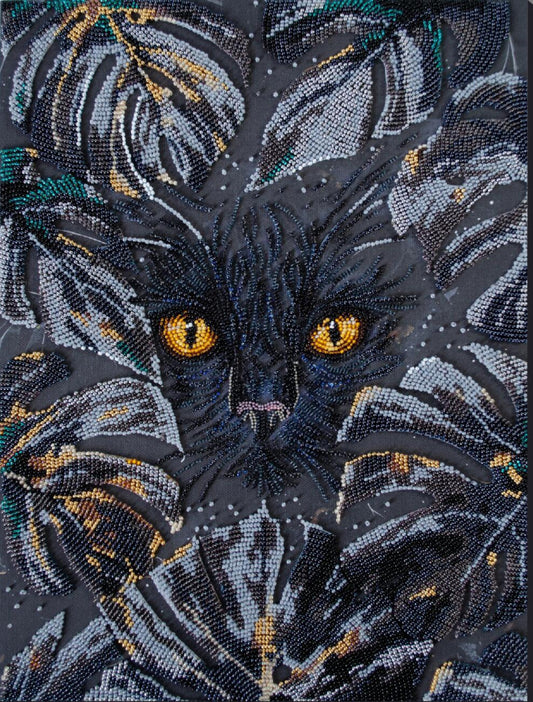 Bead Embroidery Kit Black Cat DIY Abris Art