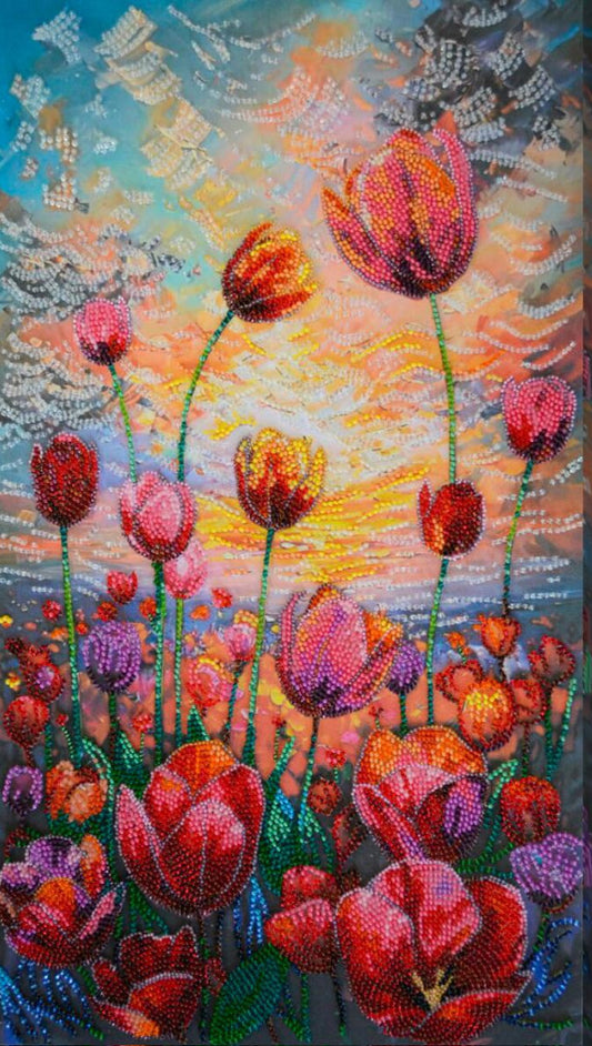 Bead Embroidery Kit Tulips Flowers DIY Abris Art
