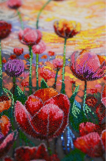 Bead Embroidery Kit Tulips Flowers DIY Abris Art