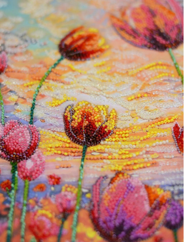 Bead Embroidery Kit Tulips Flowers DIY Abris Art