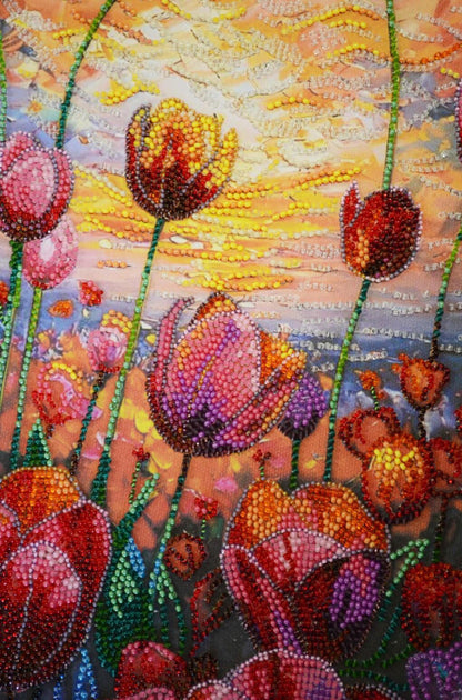 Bead Embroidery Kit Tulips Flowers DIY Abris Art
