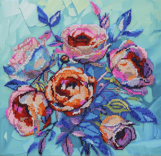 Bead Embroidery Kit Roses Flowers DIY Abris Art