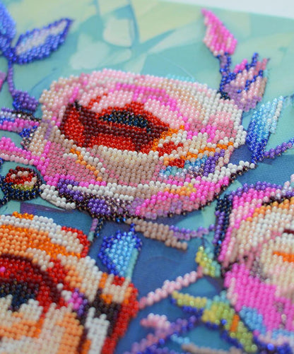 Bead Embroidery Kit Roses Flowers DIY Abris Art