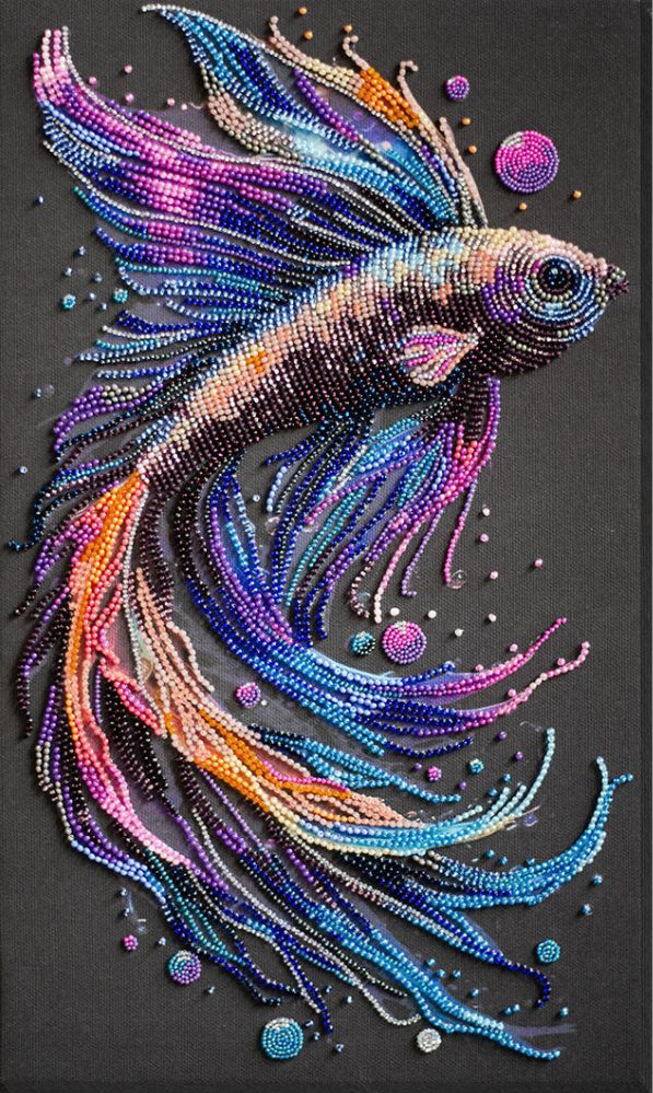 Bead Embroidery Kit Colored Fish DIY Abris Art