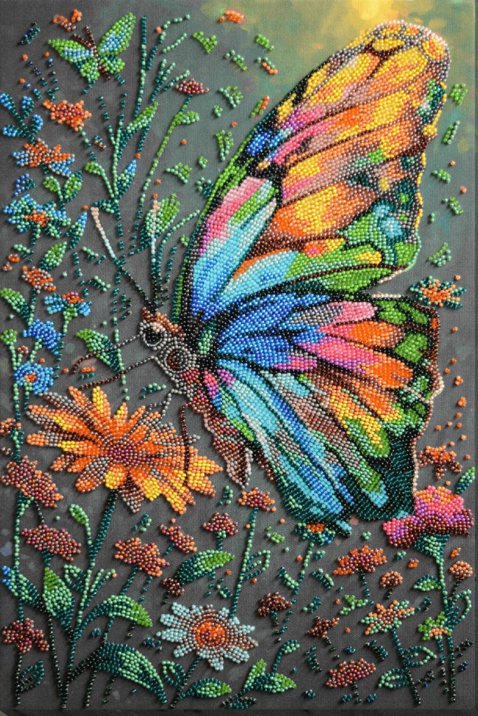Bead Embroidery Kit Butterfly DIY Abris Art