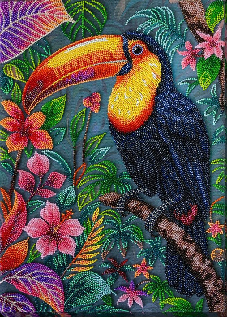 Bead Embroidery Kit Toucan Exotic bird DIY Abris Art