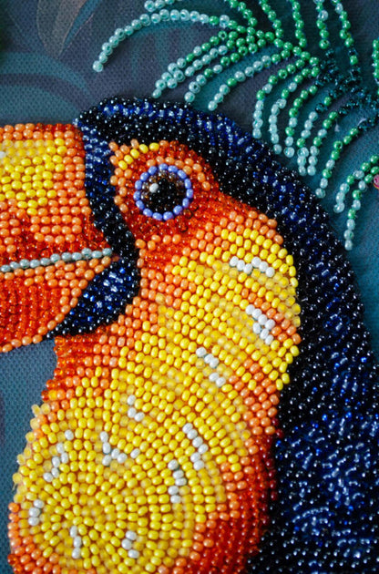 Bead Embroidery Kit Toucan Exotic bird DIY Abris Art