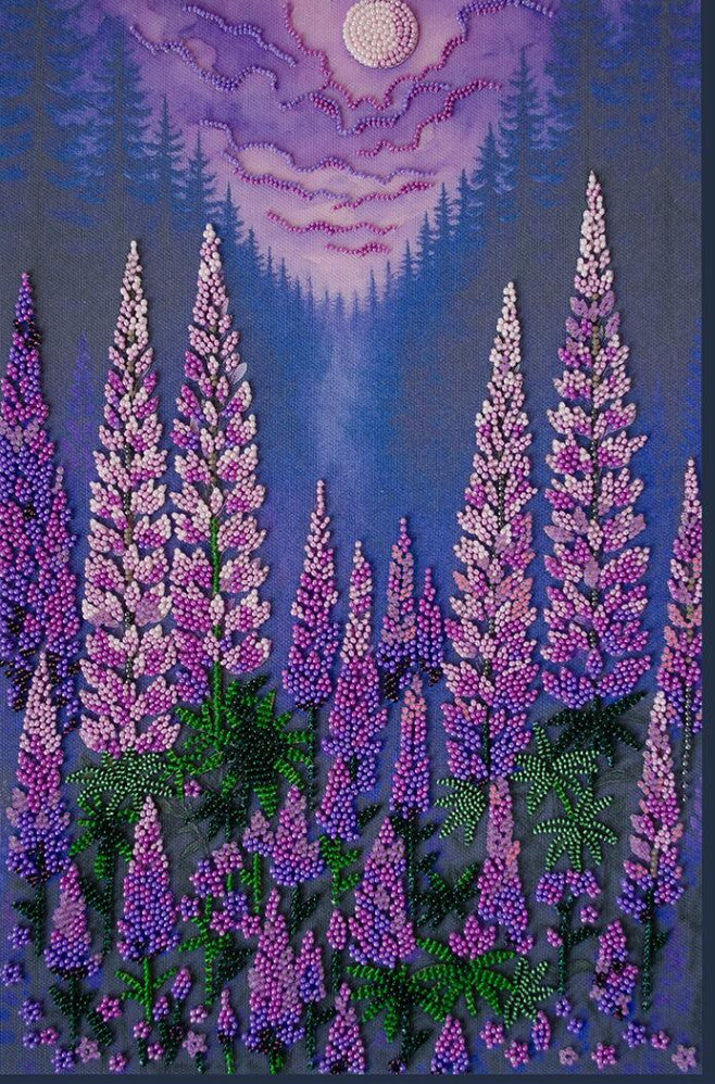 Bead Embroidery Kit Lavender Night DIY Abris Art