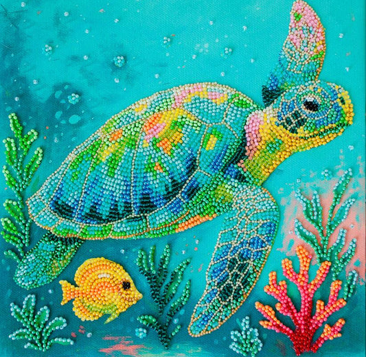 Bead Embroidery Kit Colored turtle DIY Abris Art