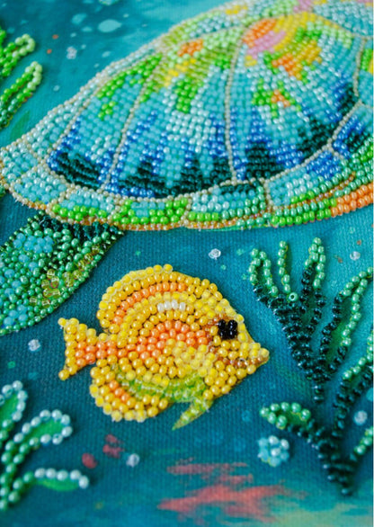 Bead Embroidery Kit Colored turtle DIY Abris Art
