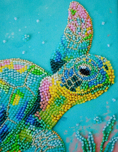 Bead Embroidery Kit Colored turtle DIY Abris Art