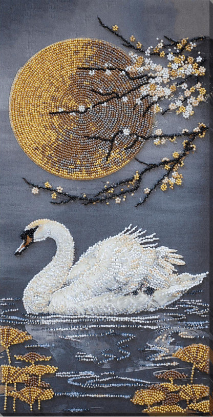 Bead Embroidery Kit White Swan DIY Abris Art