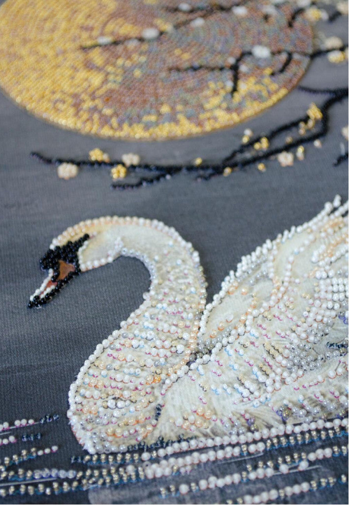 Bead Embroidery Kit White Swan DIY Abris Art
