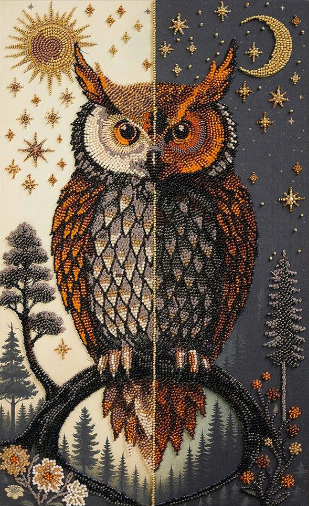 Bead Embroidery Kit Owl Bird DIY Abris Art