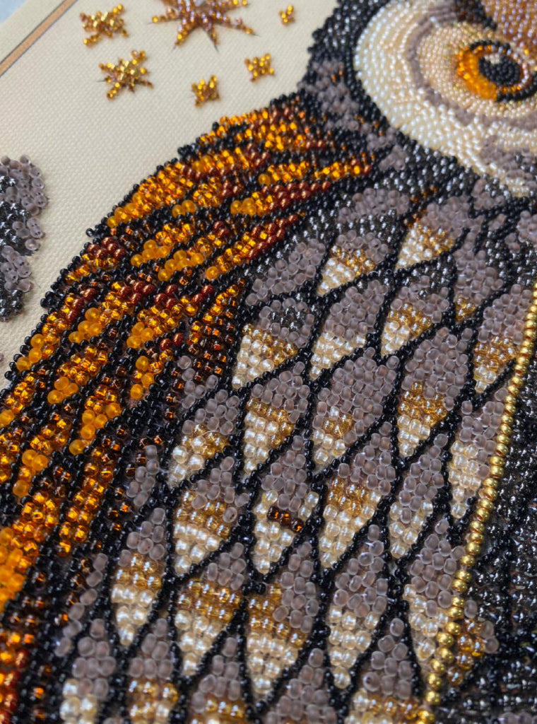 Bead Embroidery Kit Owl Bird DIY Abris Art