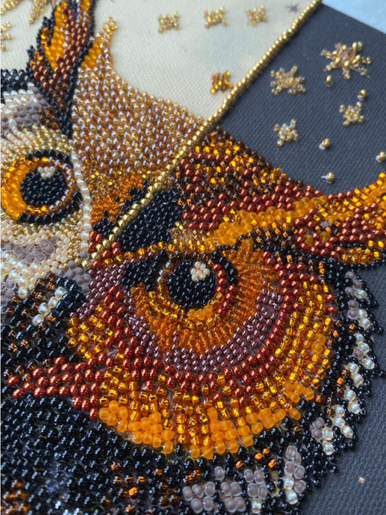 Bead Embroidery Kit Owl Bird DIY Abris Art