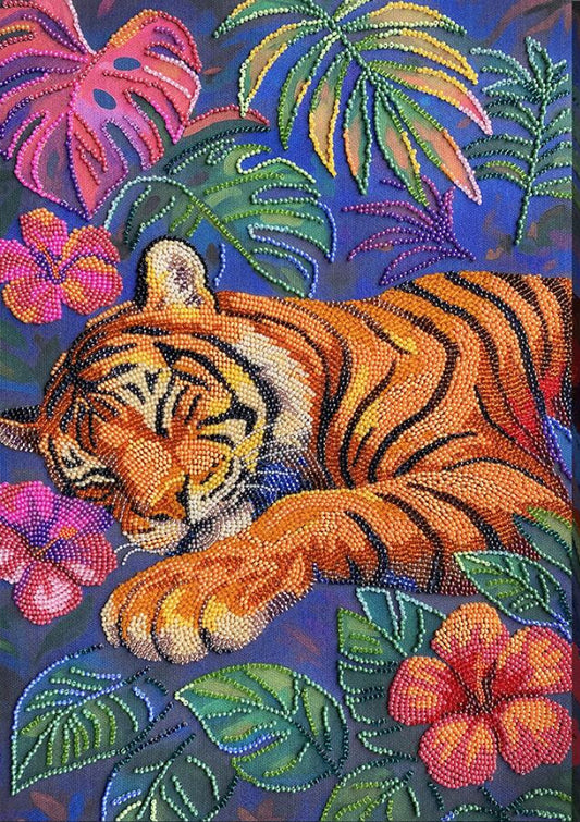 Bead Embroidery Kit Tiger DIY Abris Art