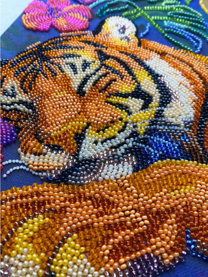 Bead Embroidery Kit Tiger DIY Abris Art