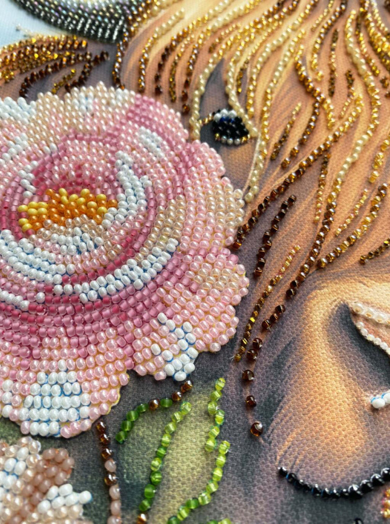 Bead Embroidery Kit Bull in flowers DIY Abris Art