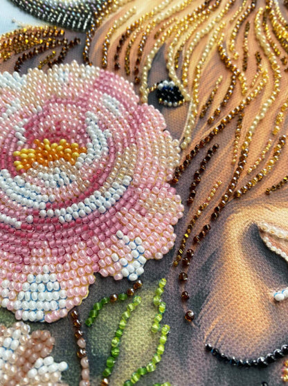 Bead Embroidery Kit Bull in flowers DIY Abris Art