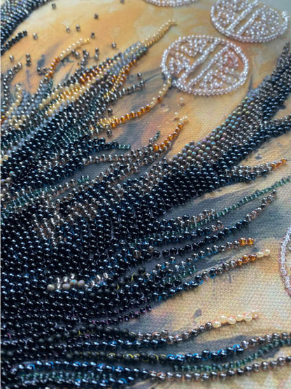 Bead Embroidery Kit Black dragon DIY Abris Art