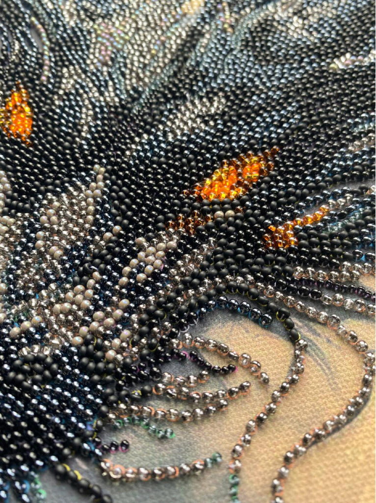 Bead Embroidery Kit Black dragon DIY Abris Art
