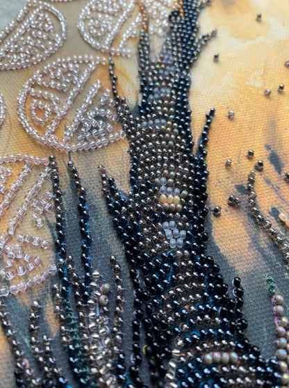 Bead Embroidery Kit Black dragon DIY Abris Art