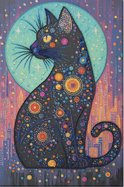 Bead Embroidery Kit Black Cat DIY Abris Art