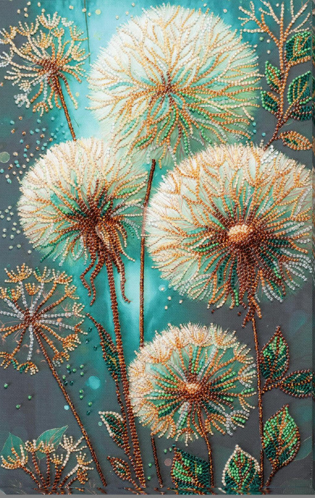 Bead Embroidery Kit Dandelions Flowers DIY Abris Art
