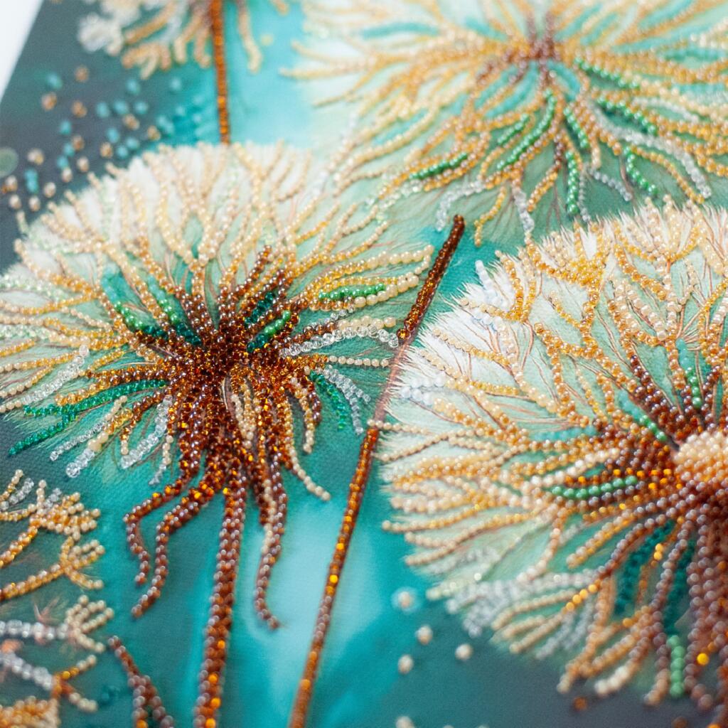 Bead Embroidery Kit Dandelions Flowers DIY Abris Art