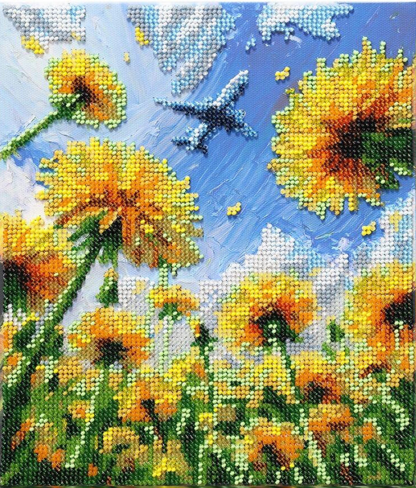 Bead Embroidery Kit Sunflowers DIY Abris Art