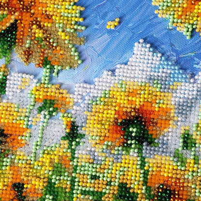Bead Embroidery Kit Sunflowers DIY Abris Art
