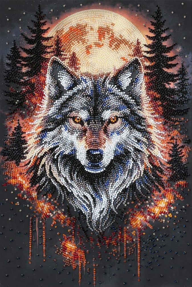 Perlen-Stickerei-Set Wolf DIY
