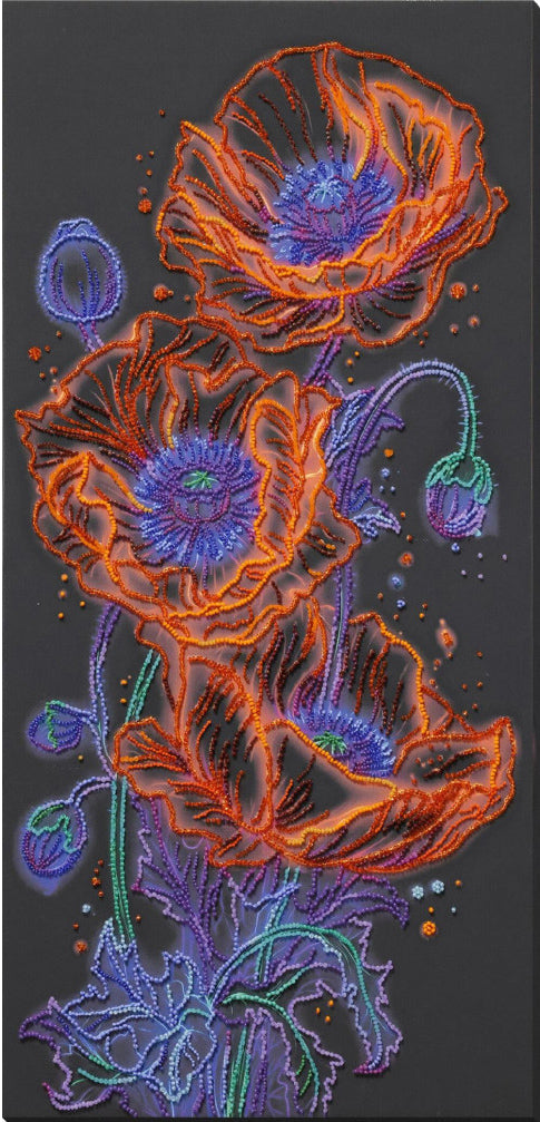 Bead Embroidery Kit Poppies Flowers DIY Abris Art