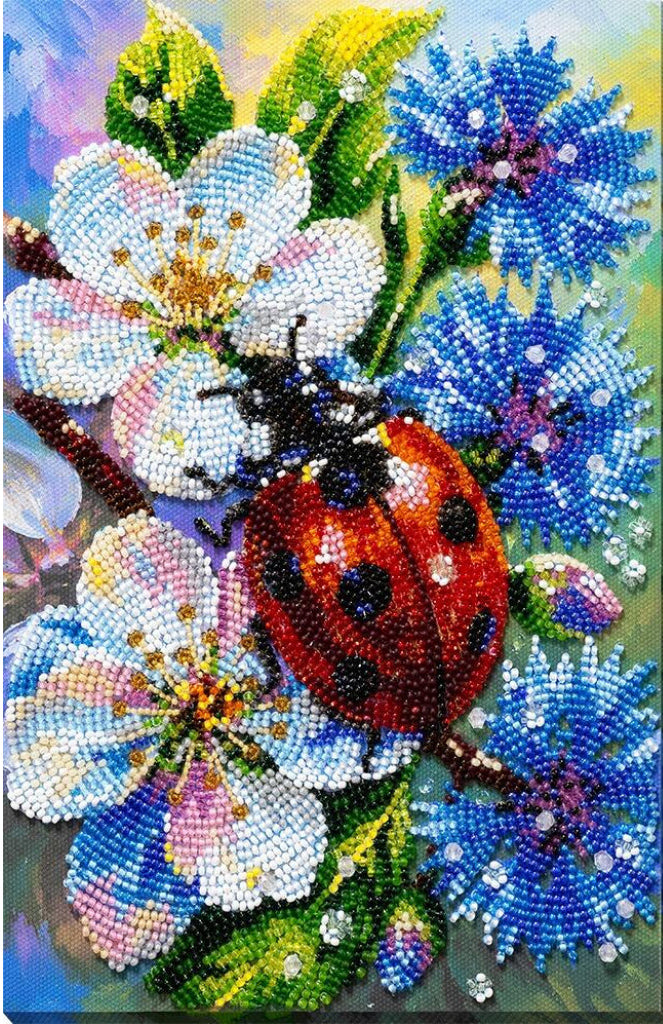 Bead Embroidery Kit Ladybug DIY Abris Art