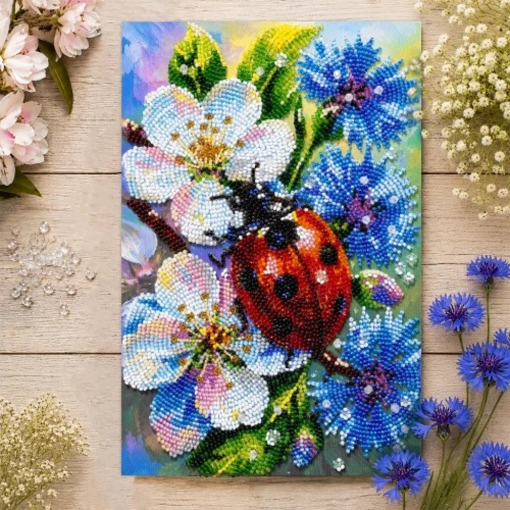 Bead Embroidery Kit Ladybug DIY by Abris Art
