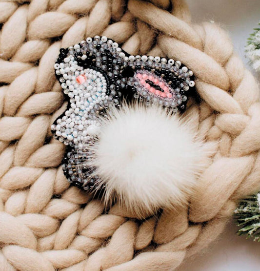 Brooch Bead Embroidery Kit Bunny DIY Jewelry Making Beading kit Pin