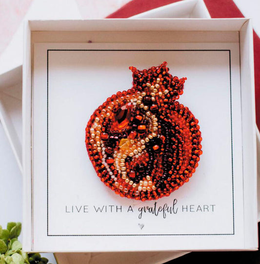 Brooch Bead Embroidery Kit Pomegranate DIY Jewelry Making Beading kit Pin