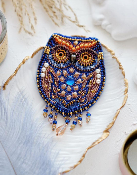 Brooch Bead Embroidery Kit Owl DIY Jewelry Making Beading kit Pin