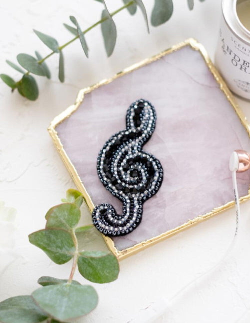 Brooch Bead Embroidery Kit Treble clef DIY Jewelry Making Beading kit Pin