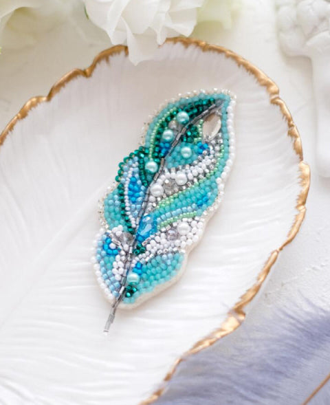 Brooch Bead Embroidery Kit Feather DIY Jewelry Making Beading kit Pin
