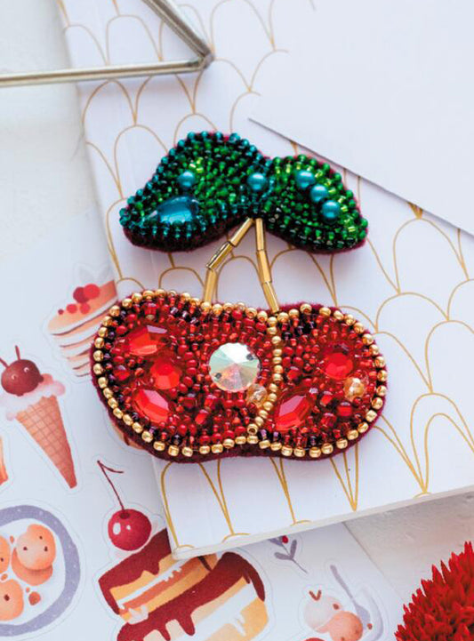 Brooch Bead Embroidery Kit Cheery DIY Jewelry Making Beading kit Pin