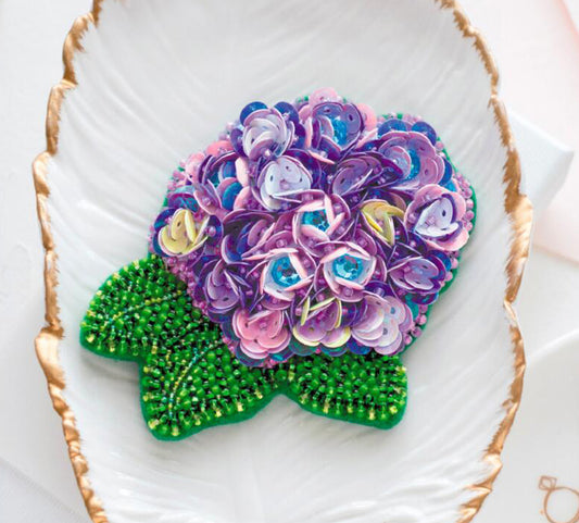 Brooch Bead Embroidery Kit Hydrangea Flowers DIY Jewelry Making Beading kit Pin