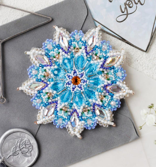 Kit de fabrication de bijoux à faire soi-même, broderie de perles, broche flocon de neige, point de croix 
