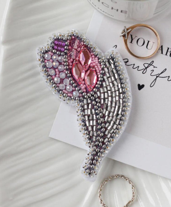 Brooch Bead Embroidery Kit Tulip Flower DIY Jewelry Making Beading kit Pin