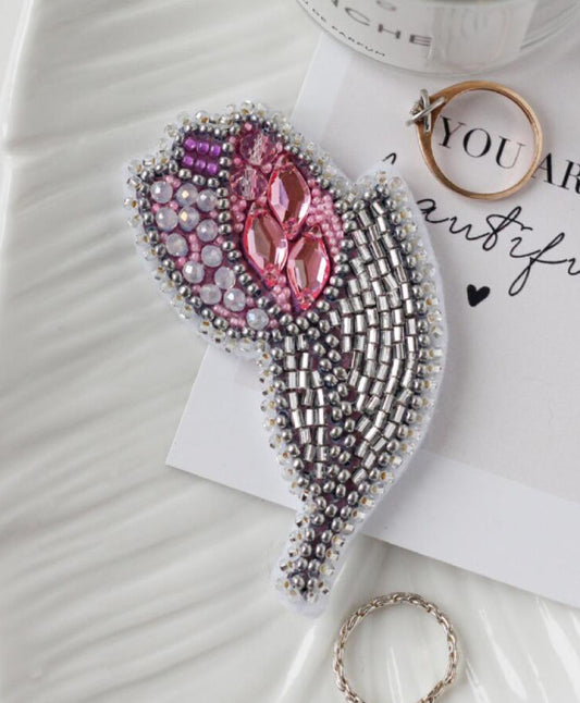 Brooch Bead Embroidery Kit Tulip Flower DIY Jewelry Making Beading kit Pin