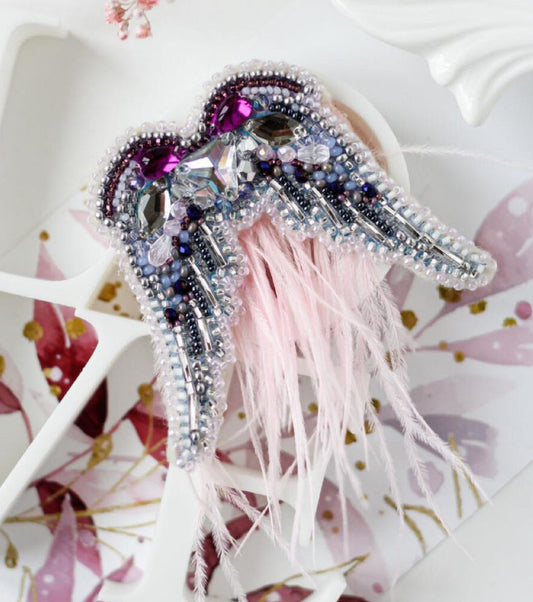 Brooch Bead Embroidery KIt Wings DIY Jewelry Making Beading kit Pin