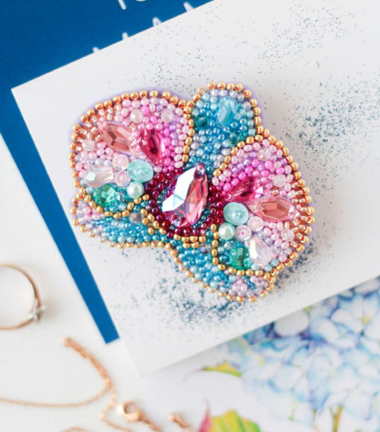 Brooch Bead Embroidery Kit Orchid DIY Jewelry Making Beading kit Pin